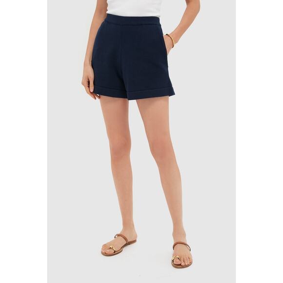 POMANDER PLACE Navy Knit Beau Shorts Size M NWT Retail $98 Tuckernuck - Picture 1 of 8